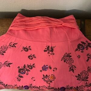 Free People Pink Floral Skater Skirt